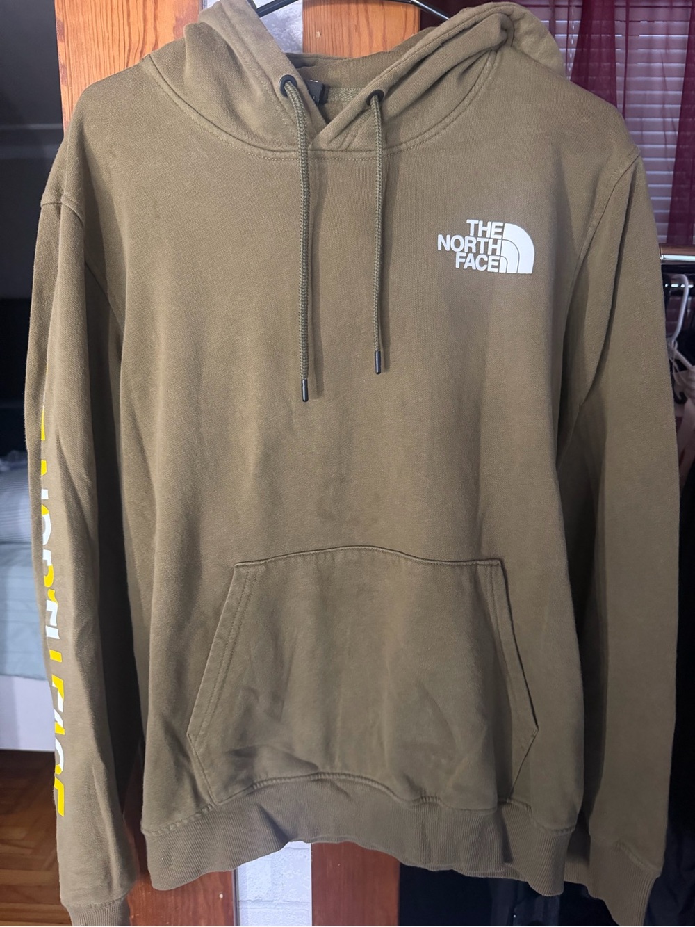 The North Face Olive Green Pullover Hoodie with Logo